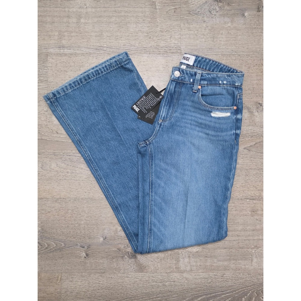 PAIGE Hight Waist Wide Leg Jeans Womens Size 27 NWT Seville Distressed